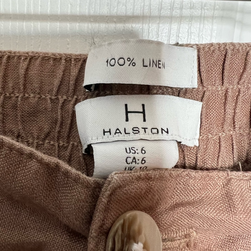 Halston Womens Brown linen Pants - Picture 6 of 7